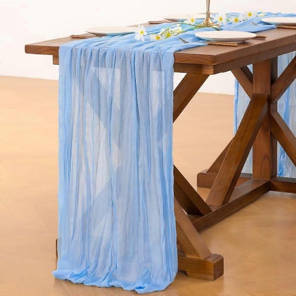 Gaze Bordløber — Påske & Forår Boheme, Rustik og Slidt Pink 90x400CM Sky blue