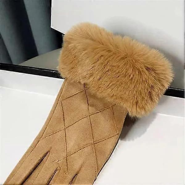Dame Vintermode Varme Touchscreen Handsker Elegante Bløde Tynde Fleece Vindtætte Ruskindshandsker, Sort