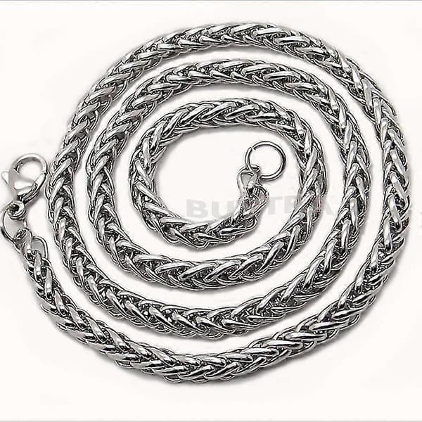 1 st 3/4/5/6mm Herr Silver Rostfritt Stål Vete Flätad Kedja Halsband 4MM 1 Pcs