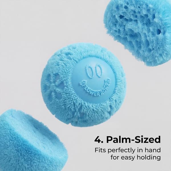 NeeDoh Fuzz Ball Flower Power - Sensory Toy Soft Cloud Squeeze - Patterns You Can See and Feel - Blue Blue