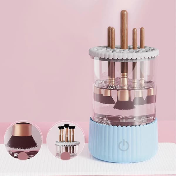 Makeupbørste vaskemaskine, plug-in børsterense- og tørremaskine til salon, blå blue 15cmx9cm