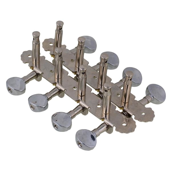 2 stk 4L+4R 8-strengs sølv ovale knapper Mandolin Gitar Forkrommede Stemmeskruer