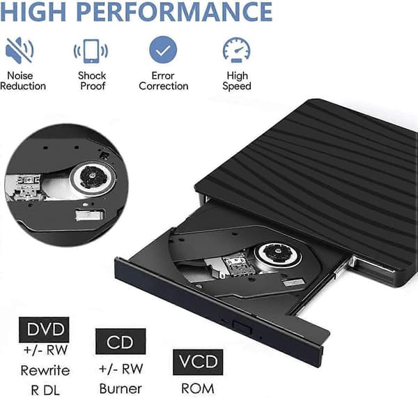USB 3.0 Slim bärbar CD-läsare CD/DVD-RW-brännare TFUFR extern CD DVD-enhet