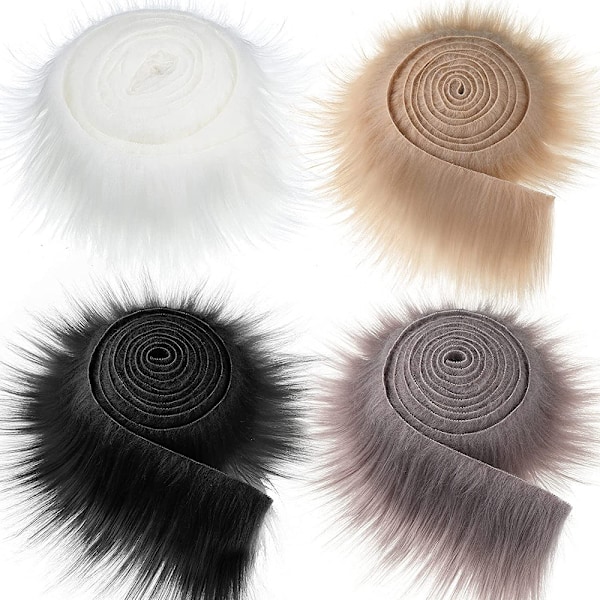 Shaggy Plush Fake Fur Fabric Precut Faux Fur Strips Craft Fluffy Fuzzy Rolls of Fur DIY Faux Fur Ribbon