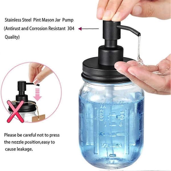 4-pack Mason Jar Tvåldispenserlock med pumpar, lotiontvåldispenserlock för 16 oz vanliga munburkar
