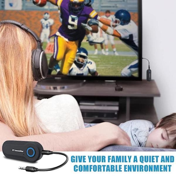 3,5 mm Bluetooth-sender, trådløs bærbar stereosender, sammenkoblet med Bluetooth-mottaker, USB-drevet