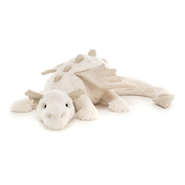Jellycat Vit Drake Mjukisdjur, Stor 49,5 cm, Mytiskt Mjukisdjur, Klassisk Barngåva, Vit 50 cm