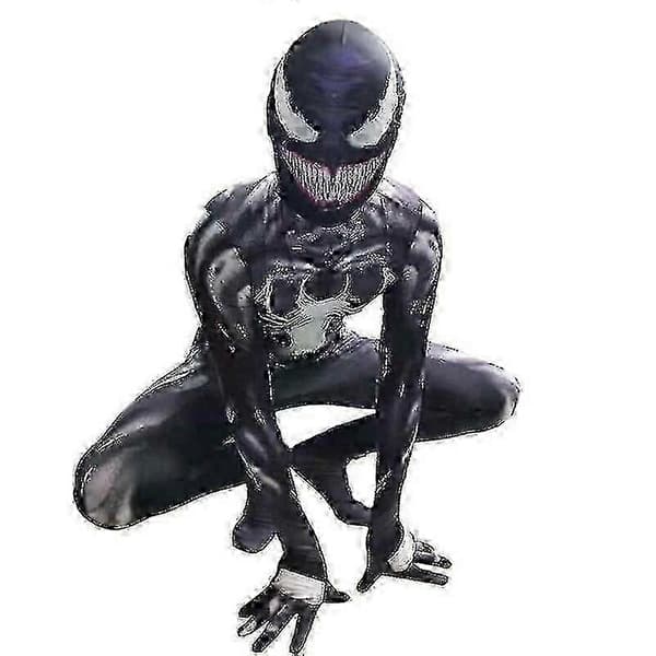Barn Venom Spider Man Superhjälte Cosplay Kostym Black 110cm