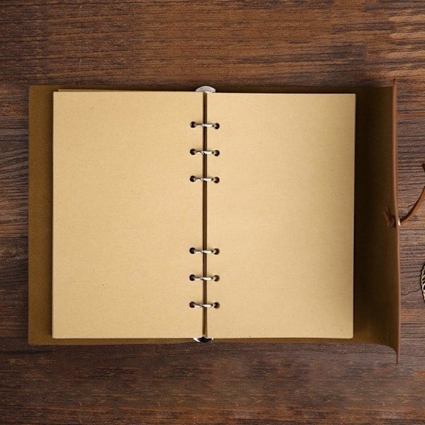 Dagbog / Notesbog 14 cm - Retro Læder - Brun Brun