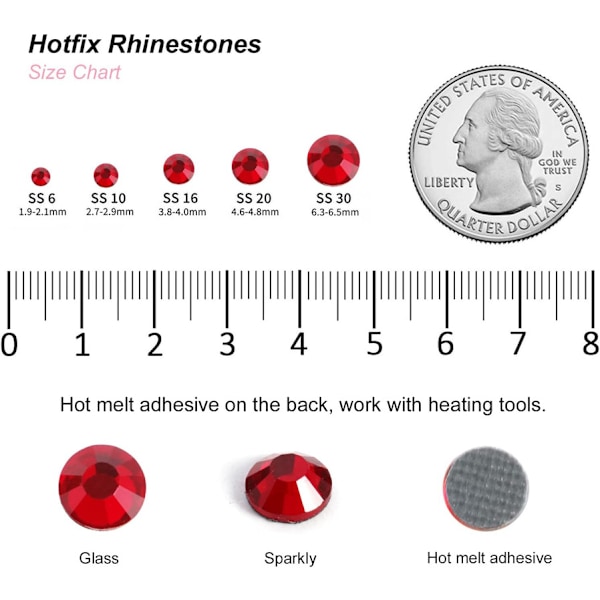 1600 st Siam Röda Hotfix Strassstenar för Hantverk, SS20, 4,6-4,8 mm Siam Siam SS20