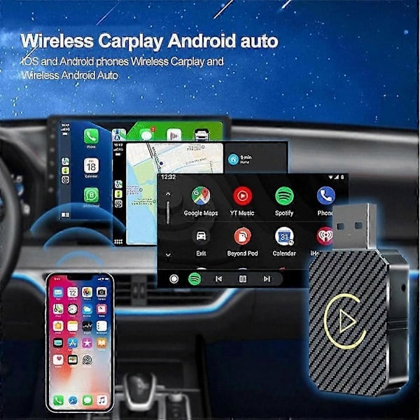 Høykvalitets Ny Stil 2-i-1 Trådløs CarPlay Adapter Android Auto Trådløs Adapter Smart Mini Boks USB Dongle Plug and Play WiFi Rask Tilkobling