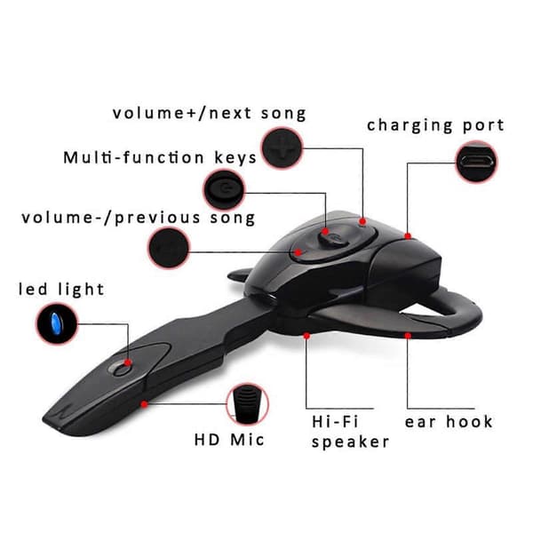 Bluetooth-headset, öronkrok-headset, handsfree-headset, Bluetooth-headset med mikrofon, trådlösa Bluetooth-telefonheadset med