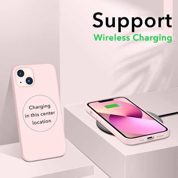 iPhone 13 Case, Liquid Silicone Case for 6.1 inch iPhone 13, Ultra-Thin Case, Full Body Shockproof Protective Soft Case Chalk Pink Chalk pink