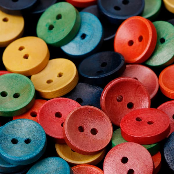100 stk. blandede træknapper 2 huller 15 mm syning scrapbooking gør-det-selv håndværk