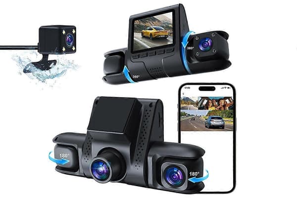 Dashbordkamera foran og bak 1080P Dashbordkamera med loop-opptak Black One Size