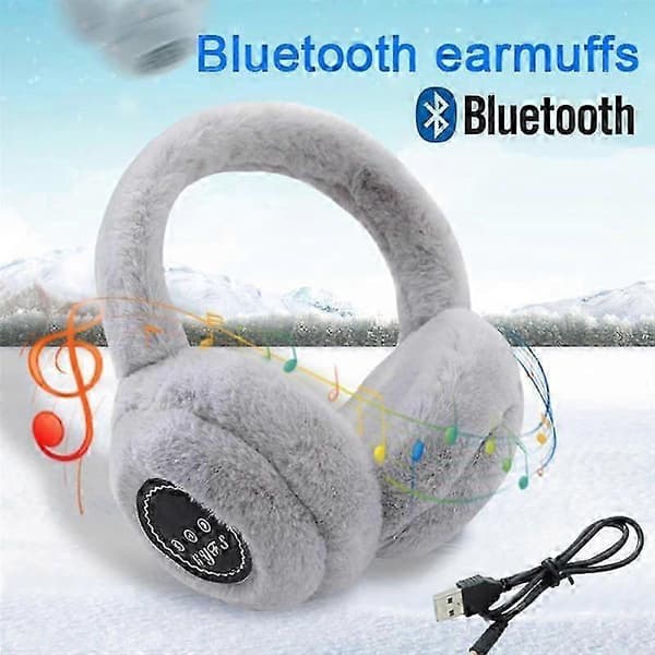 Trådløse Bluetooth hovedtelefoner Varme bløde ørevarmer hovedtelefoner til kvinder piger Gray