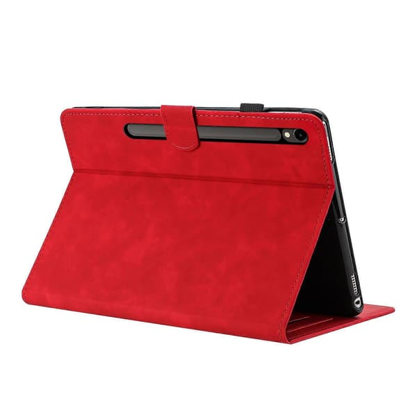 Tabletetui til Samsung Galaxy Tab S10 Lite S10 FE S9 FE S9 kortholder stativ sommerfugl blomsterprint Rød Red Red