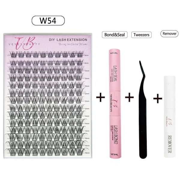 Veyesbeauty Manga Lash Clusters Dramatic Look Dynamic Volume Invisible Band Durable & Reusable 140 Clusters 8-16mm