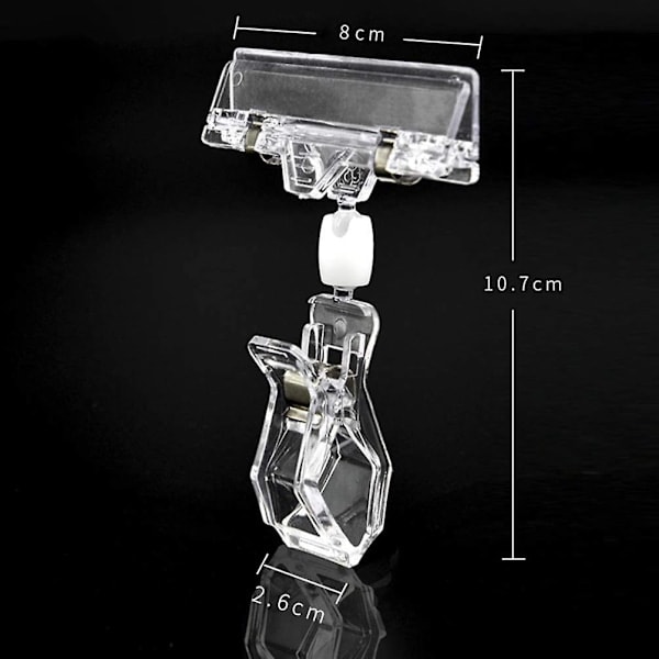 10 stycken etiketthållare, roterbara clip-on produktetiketter transparent pappershållare