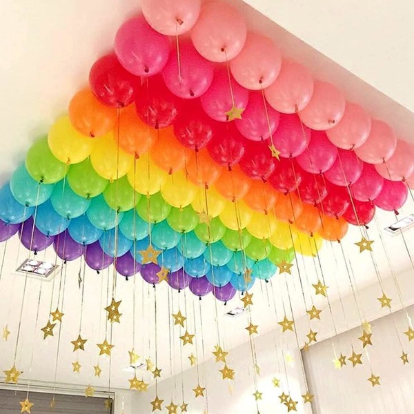 Sæt med 100 oppustelige balloner - ballon - fødselsdagsballoner - oppustelig fødselsdagsballon - ballon tilfældig farve