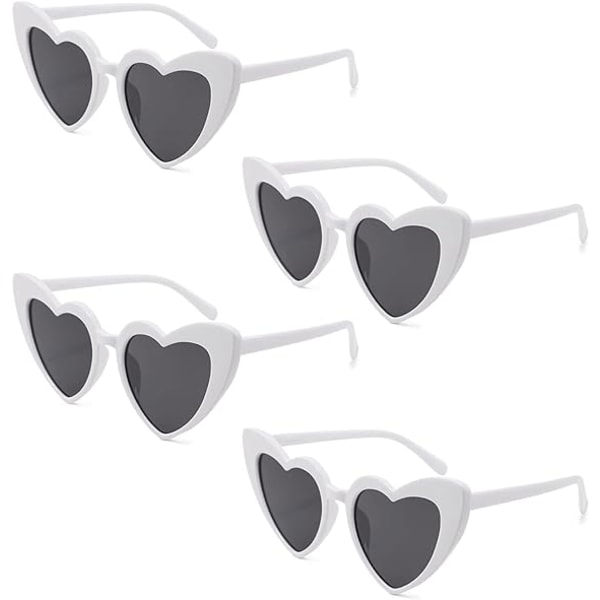 4-pak vintage hjerteformede solbriller til kvinder, hjerteformede solbriller, solbrillesæt til piger, kvinder, shopping, rejser, fest udendørs