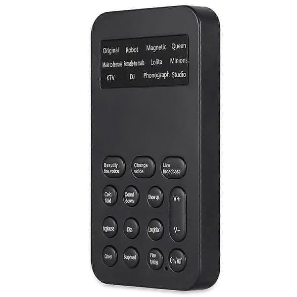 Stemmeeffektmikrofon med 8 moduser for telefonopptak og karaokesesjoner Black