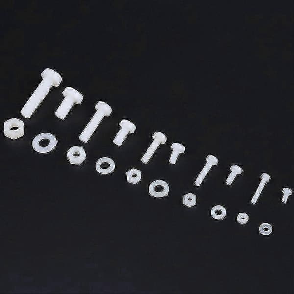 2025 150 stk. hvite nylonskruer sortiment - M2 M2.5 M3 M4 M5