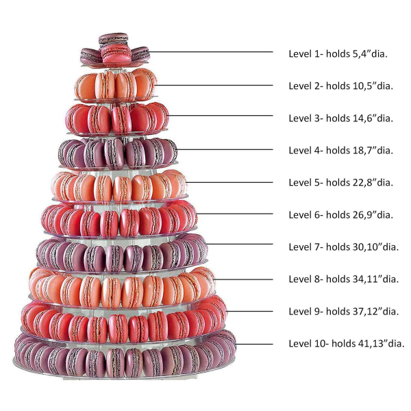 10 Tier 4" - 13" Dia Macaron Cake Tower Display Stand til franske Macarons