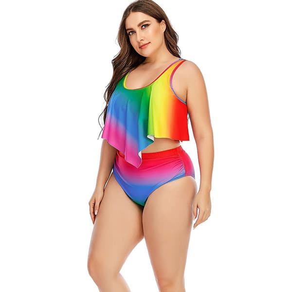 Kaxidy Dame Badedrakt Plus Size Badekåpe Regnbue Badedrakt XL