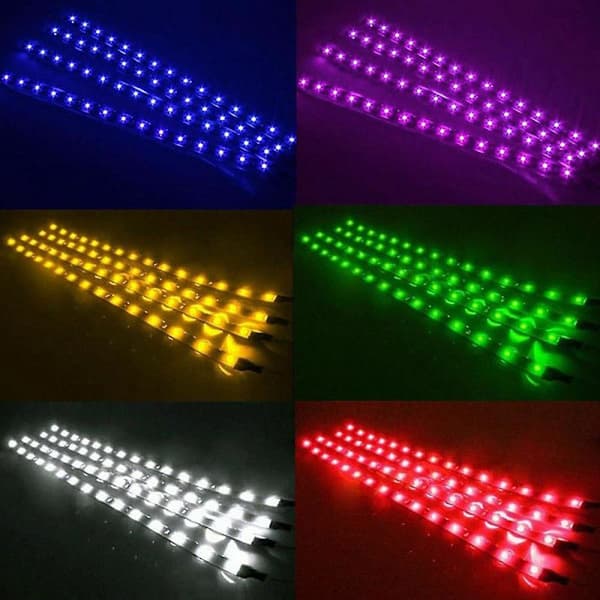 10 stk røde vanntette fleksible LED-strips for understellsbelysning til bil