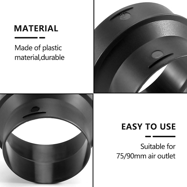 90mm til 75mm Parkeringsvarmer Kanal Reducer Slange Adapter Konverter black