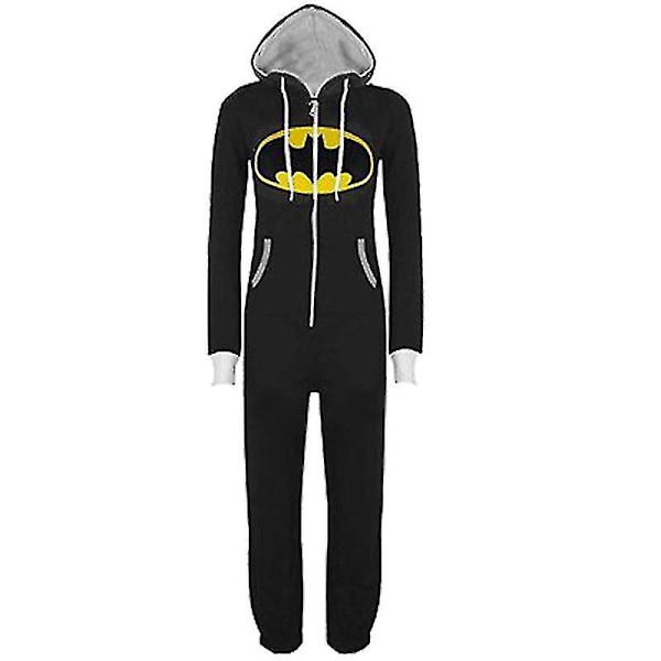 Ny Voksen Superhelt Cosplay Pyjamas Unisex Blå Sort Bat Mønster Rolle Onesie Efterår Vinter Hoodie Enkelt Stykke Sovejakke Hjemmetøj Høj Kvalitet Black XL