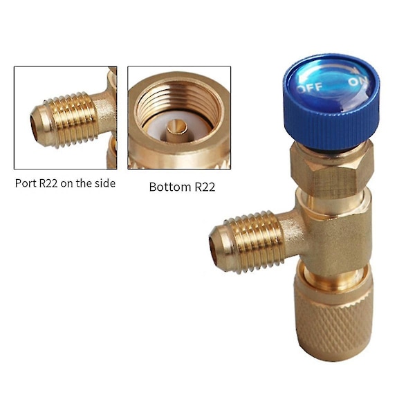 R22 R410 AC-ventil 1/4 tum fyllningsfog A/C kylventil luftkonditionering reparation och fluoridsäkerhetsadapter B as shown