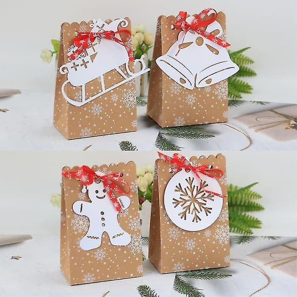12 st Julklappspåsar, 12 st Kalenderklistermärken, Presentförpackning, Julklappspåsar, Julklappsförpackning