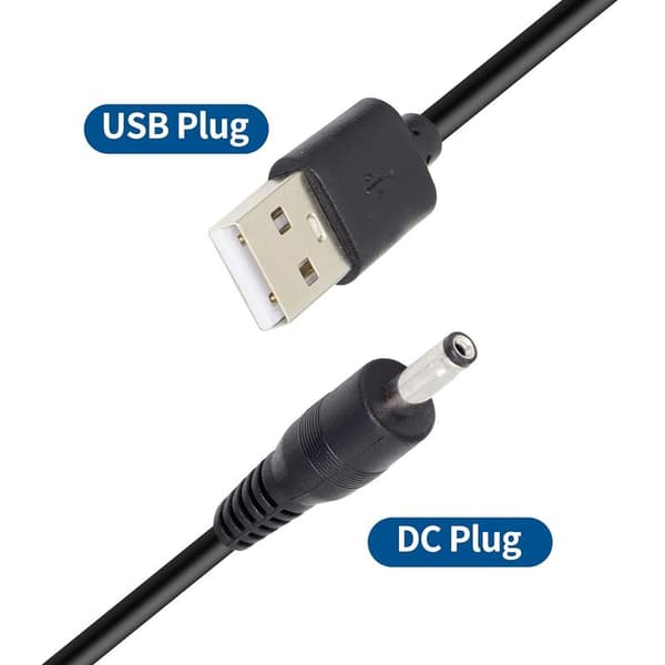 2-pak 5V DC-strømkabel, USB 2.0 han til DC 3.5 mm x 1.35 mm han strømledning til router, lamper