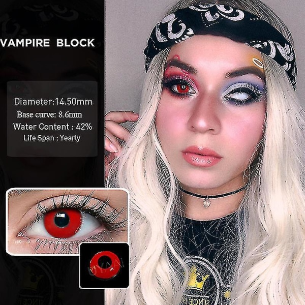 Halloween fargerike kontaktlinser Anime Cosplay øyelinser Red Pure white