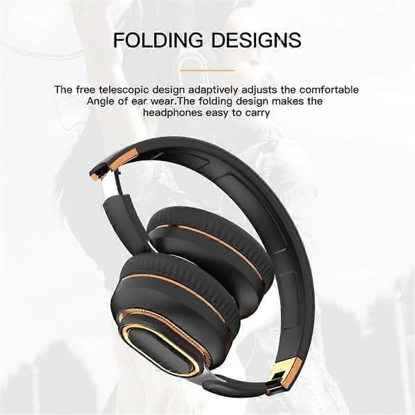 Kokoontaitettavat langattomat Bluetooth-kuulokkeet Black