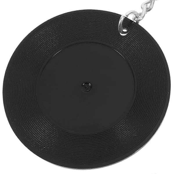 Plade Nøglering Vinyl Plade Nøglering til Dekoration 4 Stk Sort ABS 10.00X5.00X0.20CM Black