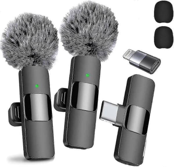 Støyreduserende klipsmikrofon USB-C kompatibel med iPhone iPad Live Streaming Opptak 1 set