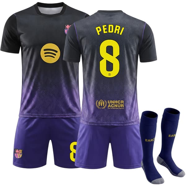 2627 Barcelona Bortafotbollströja Kit Nr.8 Pedri No.8 Pedri 28