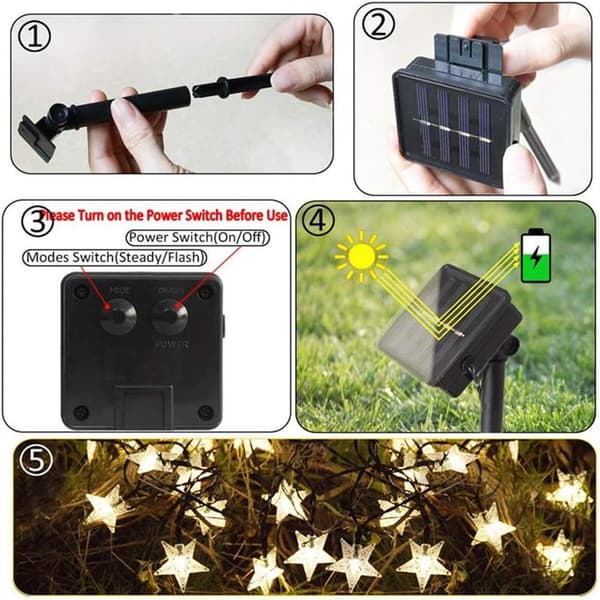 Solar Star Blinkande Ljusslinga, 12m 100 Lampor Solcellsdriven