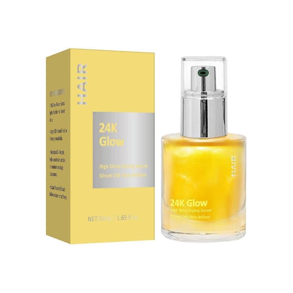 24K Glow High Shine Styling Serum, Forbedrer Glans og Glatthet, Nærende Hår, Reduserer Håravfall