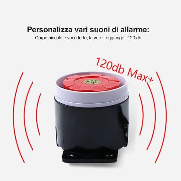 DC 12V Mini Kablet Sirene Horn Hjem Sikkerhet Lyd Alarmsystem, ett stykke
