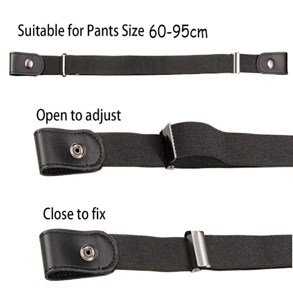 Relaxbälte - Byxbälte utan spänne - Elastiskt - Justerbart Svart black