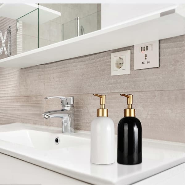 Håndsæbedispenser til køkkenvask, hvid enkel shampoo- og balsamdispenser til badeværelset