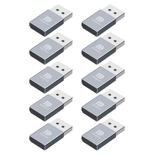 10 stk. 4K Displayport Dummy Plug DP Virtuel Skærmadapter EDID Hovedløs Ghost Emulator Grafikkort Cheater Grey