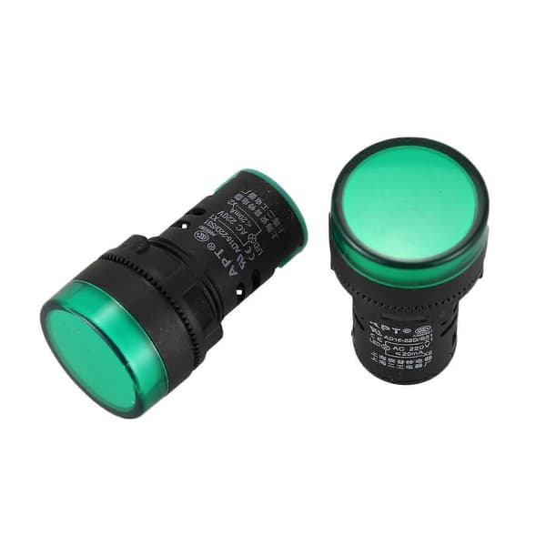 Nye hot-sælgende varer 2026-2027 2 stk AC220V Grøn LED Strømindikator Pilotlampe 22mm Dia