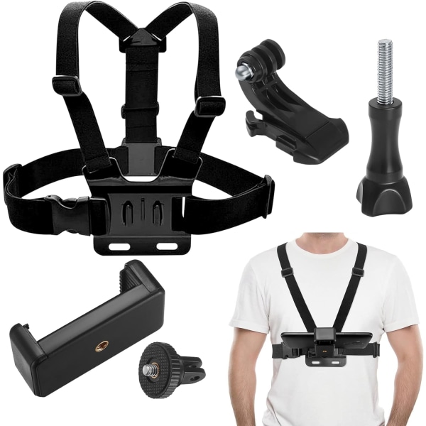 Mobiltelefon bröstremshållare, justerbar bröstrem, selehållare, kompatibel med GoPro Hero 10/Hero 9 kamera