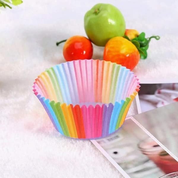 200 stk. regnbue cupcakeforme papirindpakning til bagning af muffins