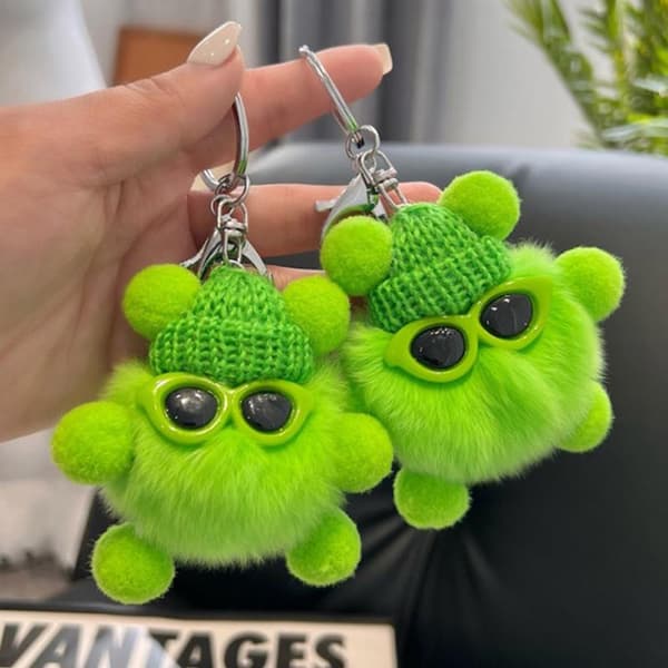 Mini Rex Nøkkelring Fluffy Nøkkelringer Pyntegjenstander Pom Pom Nøkkelring A5